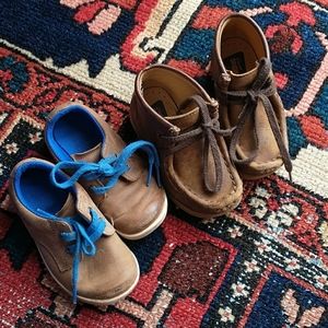 Pair of kids Clarks originals Wallabies shoes